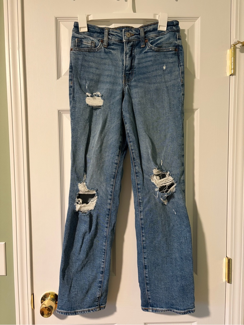 Old Navy Distressed Straight Leg Jeans - Blue